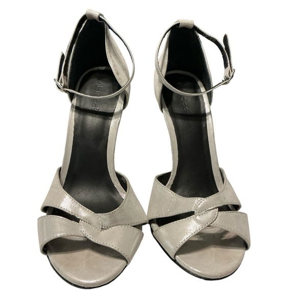 Anthropologie Arricci silver pee toe heel size 8.5 - Picture 1 of 5